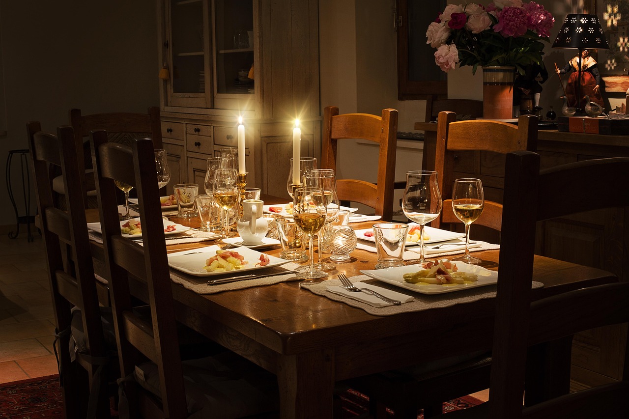 An old stone-walled dining room of the kind that set the original 'room temperature' for wine